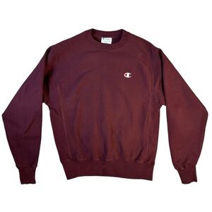 90s Vintage Champion Crew Neck Pull Over Sweatshirt Burgundy Mens Size Small